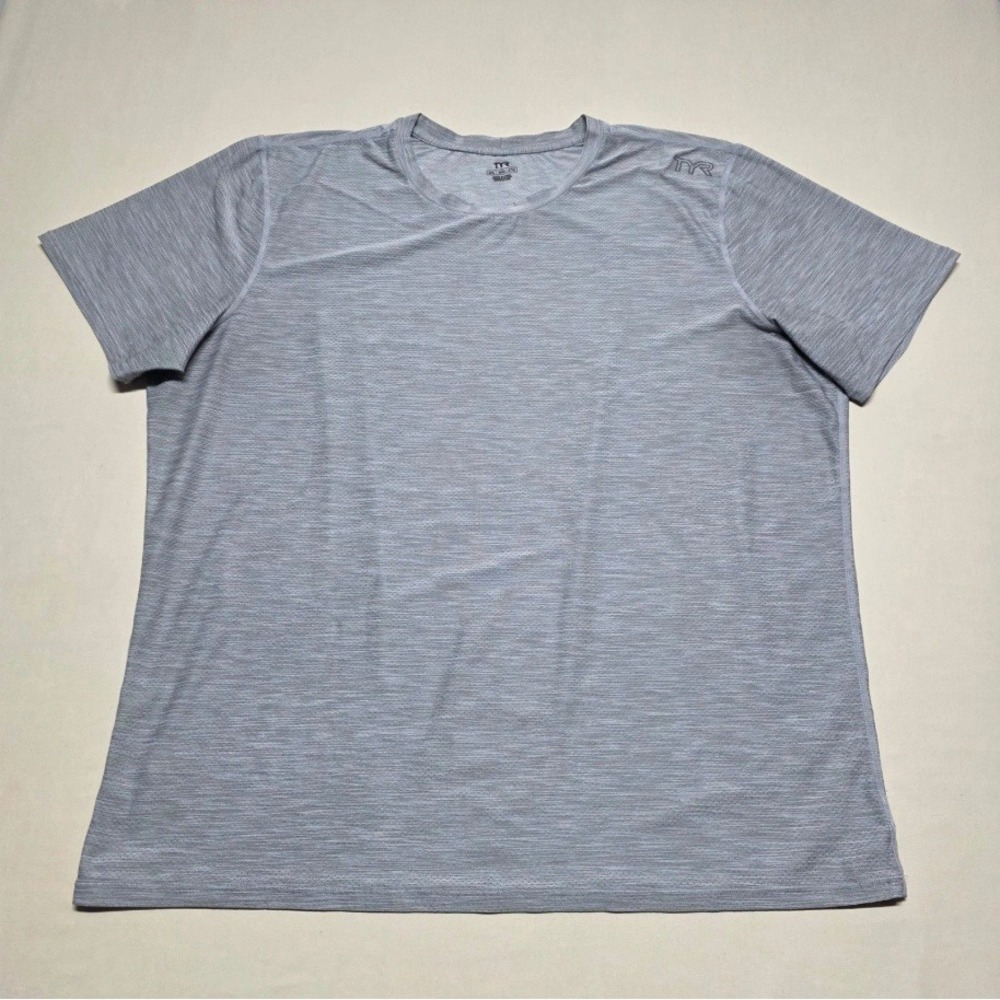 TYR Mens Gray Heathered Short Sleeve Activewear Performance T-Shirt Size 2XL